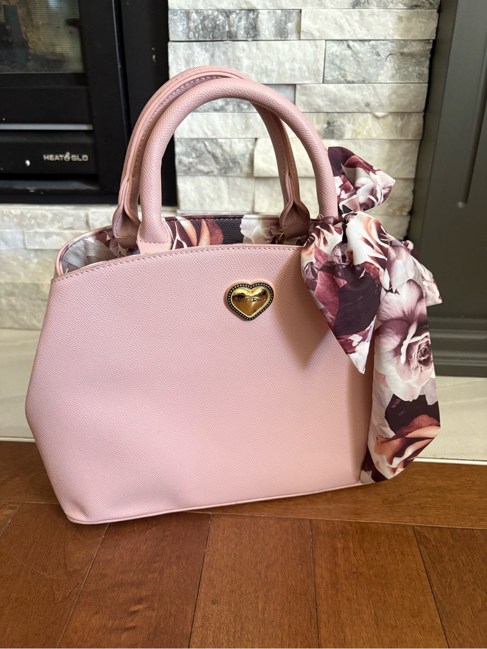Betsey Johnson Pink Floral Satchel Handbag - like new!